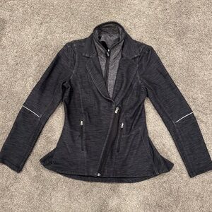 Lululemon heather grey zip up double collar jacket
